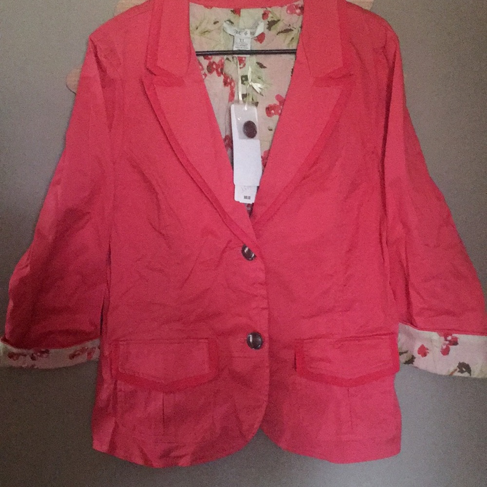 Nick & Mo. Coral Blazer with rose accents